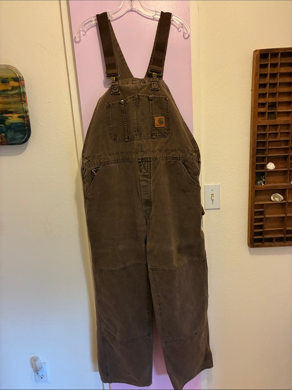 Vintage Carhartt R06 USA Made Brown Double Knee Overalls 40x30